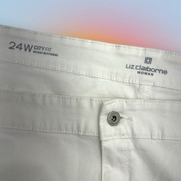LIZ CLAIBORNE Women’s 24W White CITY FIT SKINNY BOYFRIEND Jeans - Picture 4 of 4